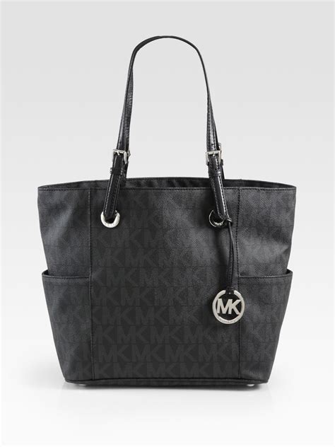 michael kors black signature purse|michael kors signature tote gray.